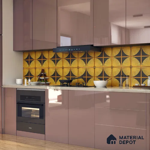 Moroccan Wall & Floor Tile TL 07234 Golden Arc 1 ft x 1 ft Ceramic Matte Finish - 9 mm | 2 mm Spacer is Mandatory | Suitable For Bathroom, Kitchen, Dining Area | Please Expect a Slight Variation of Pattern